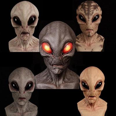 Alien latexová maska ​​Halloween party maškarná guľa zdobená pokrývkou hlavy