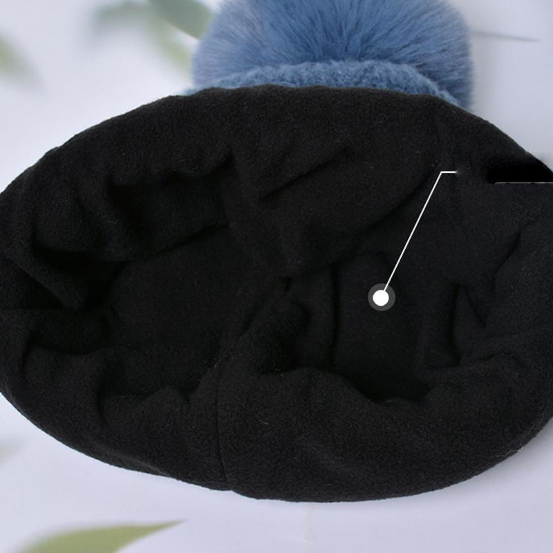 Winter Gestrickte Wollmütze Frauen Warme Mütze Schal Handschuhe Dreiteilige Gehörschutz Kappe Hülsenkappe Skullies Beanies