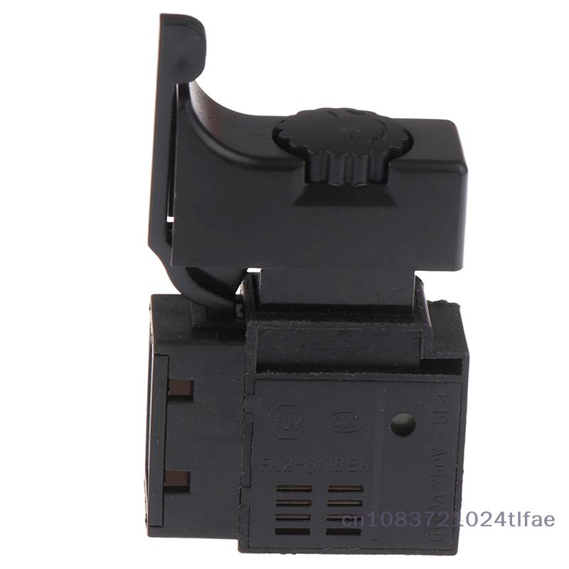 1 Pc FA2-6 Power Tool Forward And Reverse Stepless Speed Switch Electric Drill Speed Trigger Button Switch, With Lock, Black