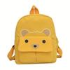Cartoon Embroidered Bear Backpack Nylon Shoulder Bag with Zipper Closure, Hand Washable