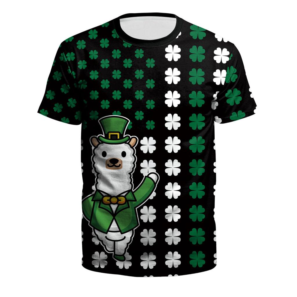 Casual Crew Neck 3D Digital Printing T-Shirt Irish St. Patrick's Day Clothing Printing Men's and Women's Short Sleeves