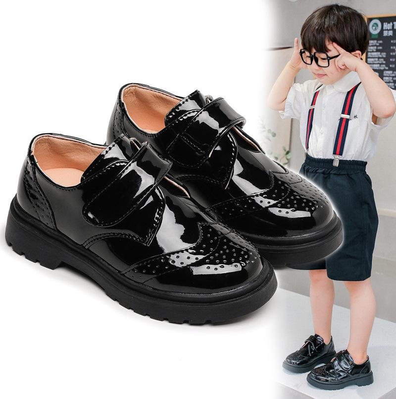Boys' Black Leather Shoes - 2025 Korean & British Style, Spring/Autumn Soft Sole, Perfect for Student Performances