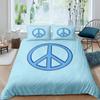 Peace Symbol Duvet Cover Set for Kids Boys Girls,Happiness World Bedding Set 3 Pcs,Queen Size,Green Brown Red Soft Bedroom Decor