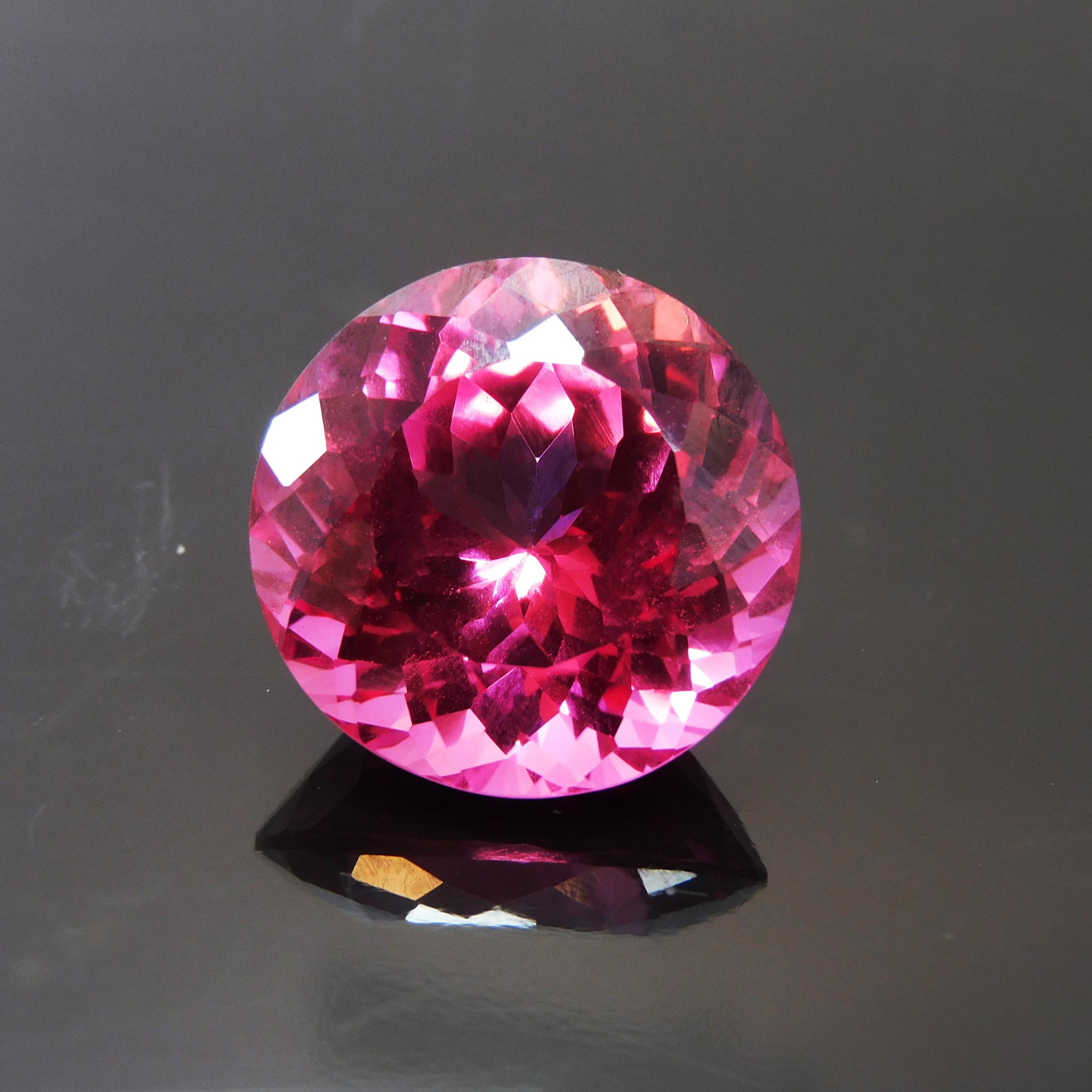 

Natural Pink Ruby 17.35ct Round Cut Certified Loose Gemstone 15.1 mm approx рожевий