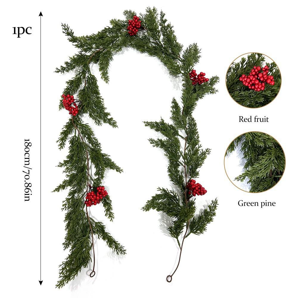 Artificial Christmas Cypress Pine Vine Décor with Plastic Greenery