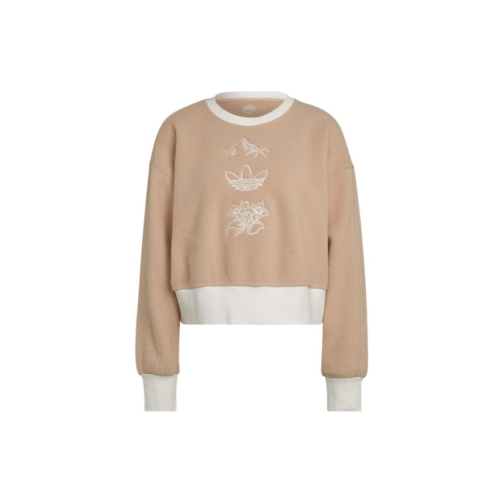 Adidas Originals Trefoil Graphic Sweater With Embroidered Logo Women Tops Light-Brown HM1607