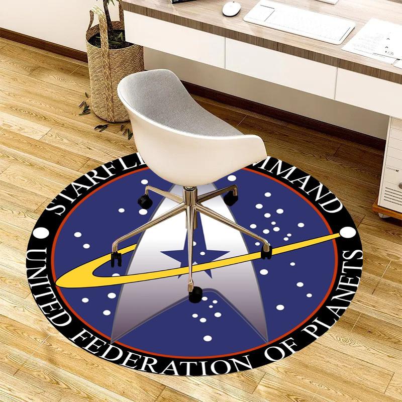 1pc Starfleet Command Emblem Round Carpet, Made of Polyester,Perfect for Decorating Office Chairs, Living Rooms,fplt202