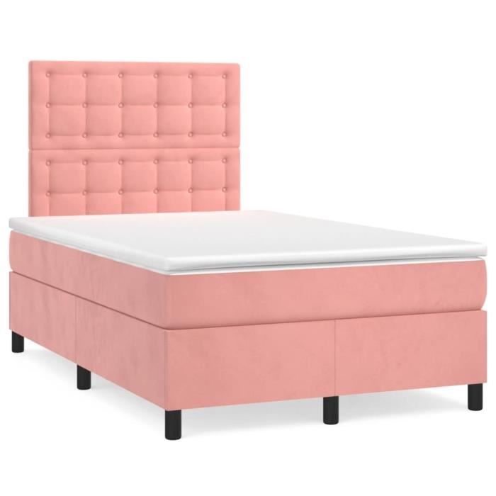 VidaXL Lit à sommier tapissier avec matelas Rose 120x200 cm Velours - Modèle 3143258