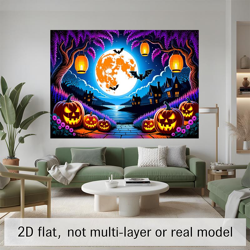 Party Backdrop Halloween Flat Banners Spooky Night Scenery Celebrations Wedding Enthusiasts Photo Background Decor Front Door Decor
