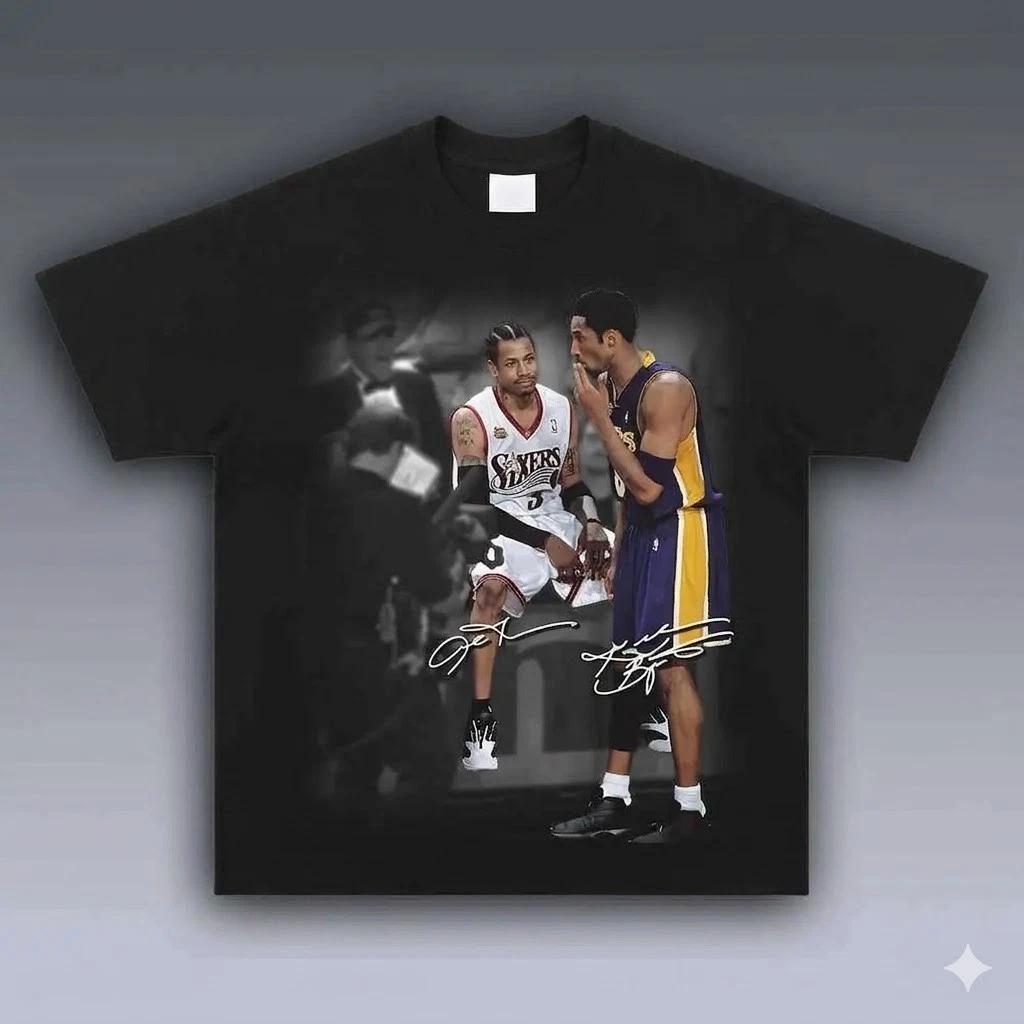 Kobe Bryant Allen Iverson Vintage Graphic T-Shirt Retro Basketball Legend Tee S