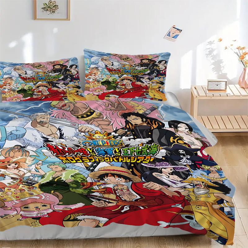 One Piece Adventure Print 3Pcs Bedding Setduvet Cover With 2 Bedropillowcase Home Birthday Gift