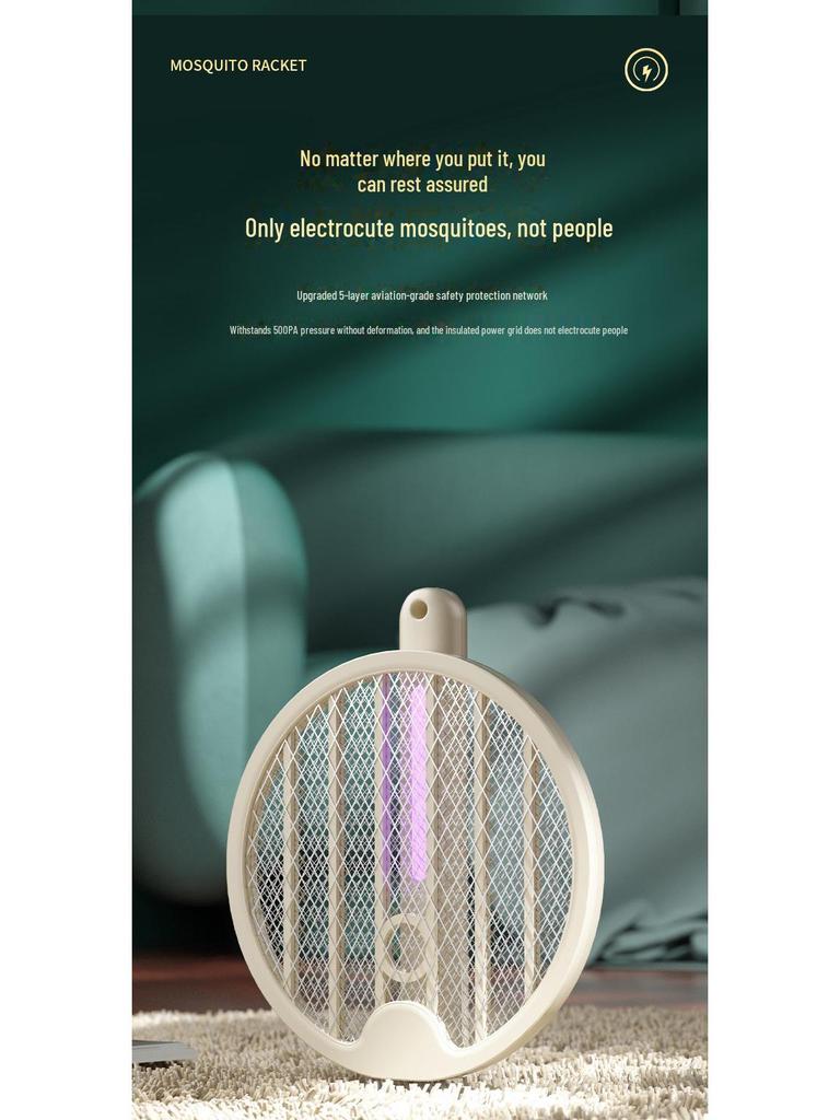 Foldable USB Rechargeable 4-in-1 Electric Mosquito Swatter for Home, Dorm, and Office.