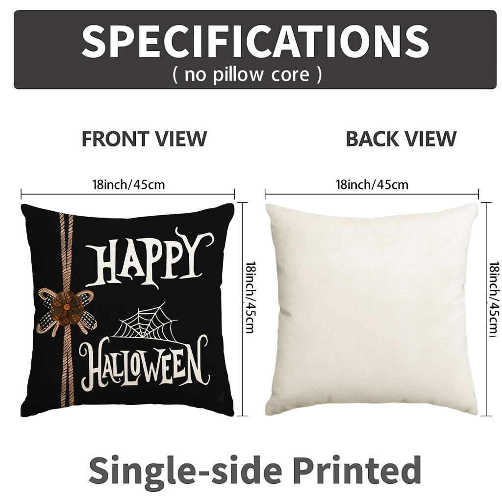 1/4Pcs Halloween Pillowcase, Halloween Bow Ghost Pumpkin Cushion Cover, Decorative Sofa, Living Room, Bedroom Cushion Cover
