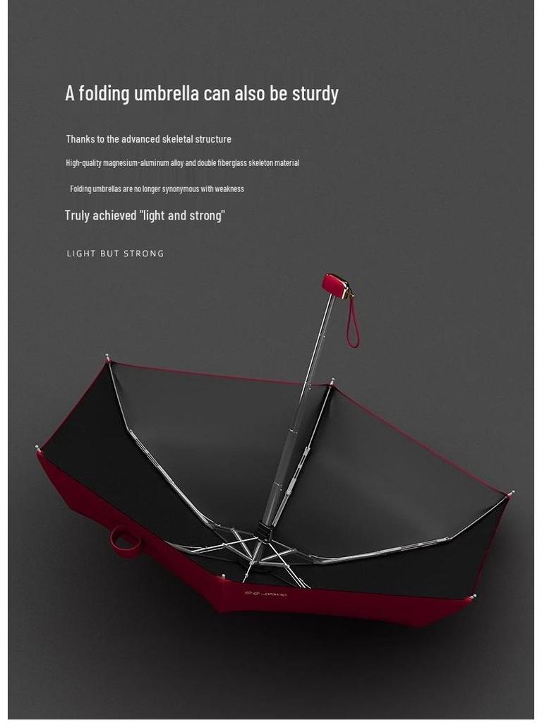 Guarda-chuva Feminino OLYCAT: Uso Duplo, Proteção UV, Portátil, Design Compacto Dobrável em Cinco Partes para Sol e Chuva com Revestimento Preto.