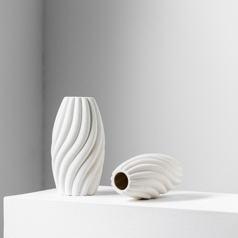 European Simple Flower Arrangement Roman Pattern Plain-Fired Ceramic Vase Entrance Living Room Light Luxury Home Soft Decoration Ornament