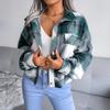 Fall Women Jacket Contrast Color Plaid Print Turn-down Collar Single-breasted Fake Pocket Long Sleeves Loose Commuting Coat
