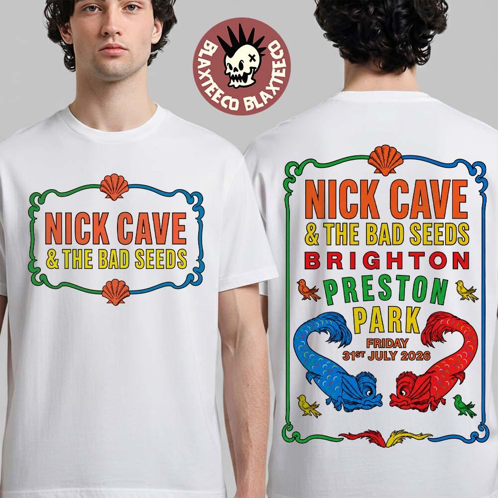 Nick Cave And The Bad Seeds Brighton Preston Park 2026 Exclusive Merch Tee On 31 July 2026 White Two Sided T-Shirt