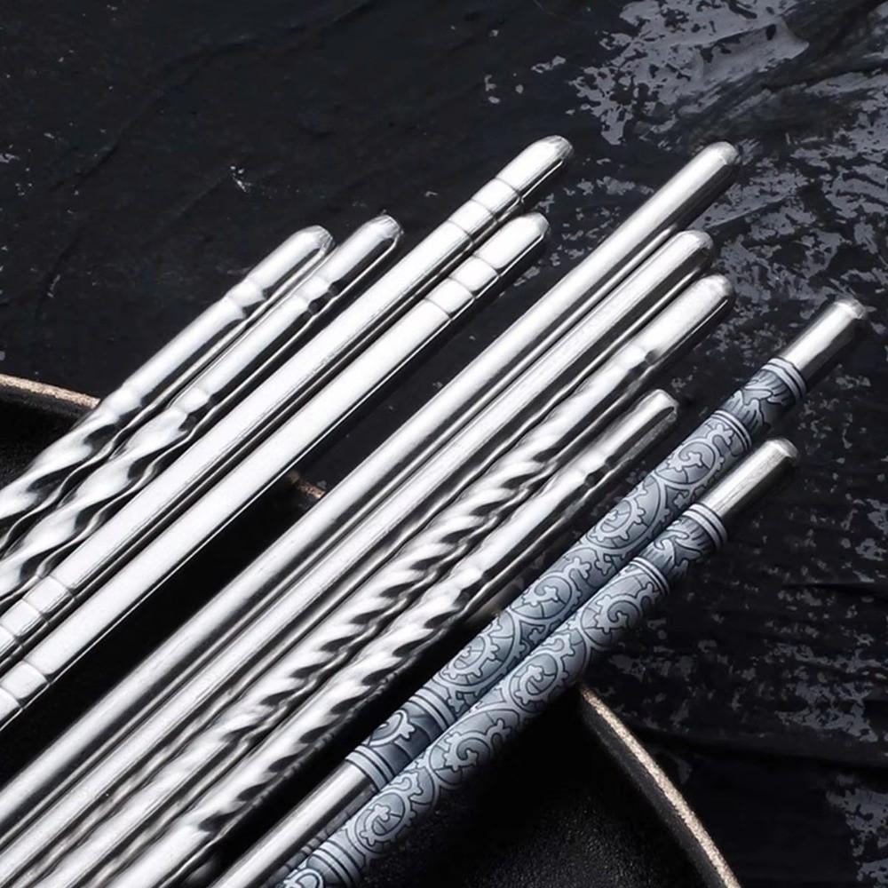 5 pairs Reusable Chinese Chopsticks Non-slip Metal Chop Sticks Sushi Chopstick  Cutlery Sets