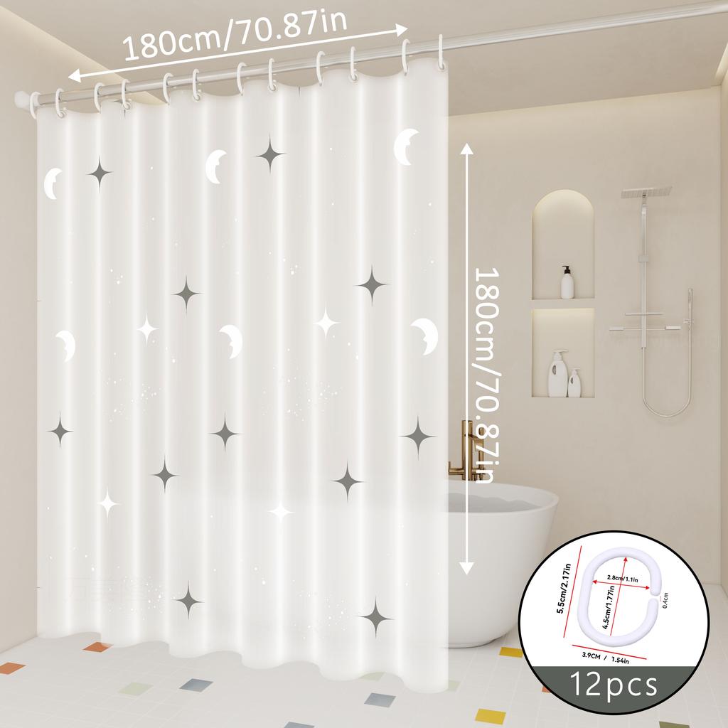 Dreamy Star and Moon Galaxy Shower Curtain, Bathroom Partition Curtain, Starlight That Twinkles Like Broken Diamond