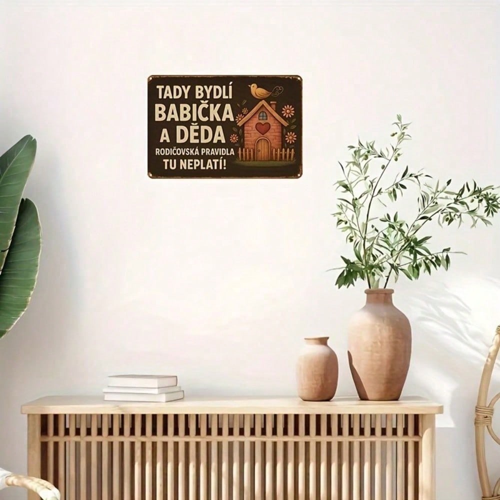 

Vintage 2D Retro Metal Wall Sign, Home Interior Poster Art