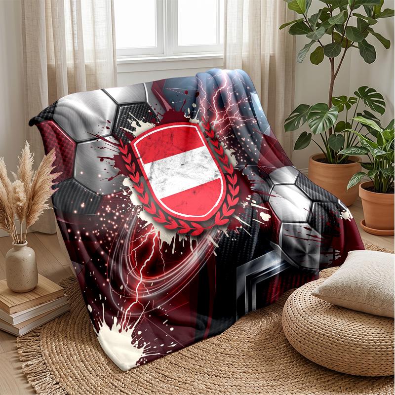 Austria Football Printed Flannel Blanket Skin Friendly Warm Decorative Throw for Indoor Couch Bed Daily Use