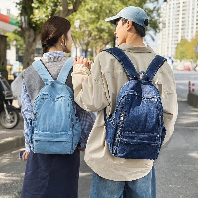Džínový batoh Ležérní styl Unisex Školní taška Módní cestovní batoh
