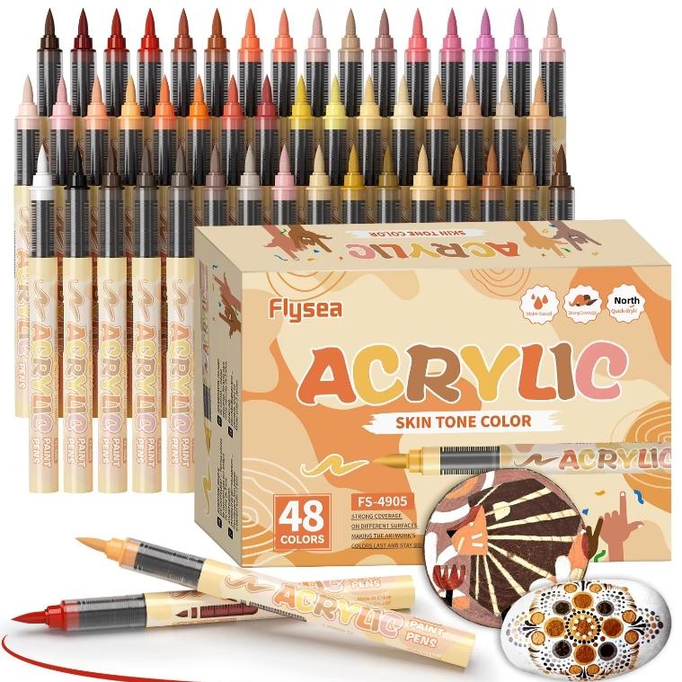 XinyiArt Direct Liquid Skin Color Acrylic Marker Soft Head Press-free Art Painting Skin Tone Paint Pens with Waterproof for Rock