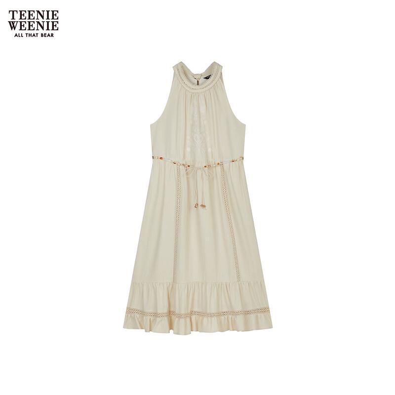 Teenie Weenie Women s Elegant Lace Halter Neck A-line Midi Dress L