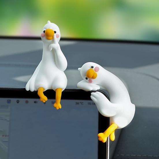 Mini Resin Goose Figurine Funny Resin Small Goose Computer Decor Collectible Cute 3D Craft Sculpture for Office Desk Car Dashboard Home Decor