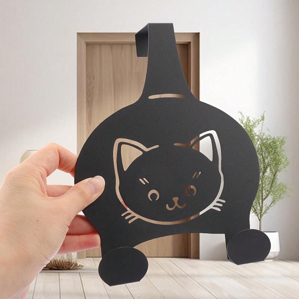 Cat Shaped Over Door Hook Adhesive Mount Metal Hanger for Coat Keys Caps