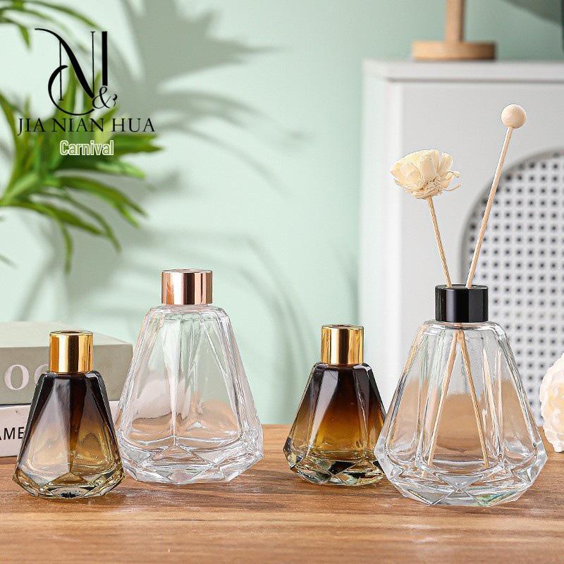 Modern Glass Aroma Diffuser Bottle with Rattan Sticks, No Fire Needed - Thickened Glass for High Aesthetic Appeal
