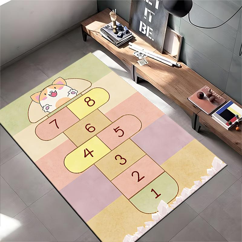 Hopscotch rug with fun designs for kids' playtime Suitable for use as an anti-slip game mat for living room and bedroom sofas