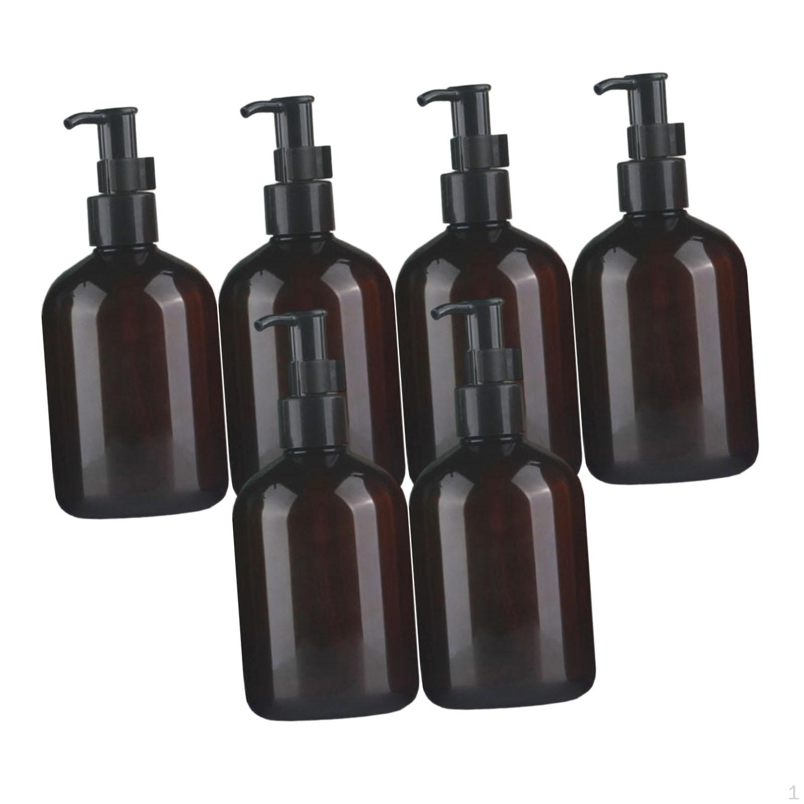 

6 Pieces Soap Dispenser Bottle Pump Refillable Liquid Hand Lotion Body Wash PET brown black 300ml