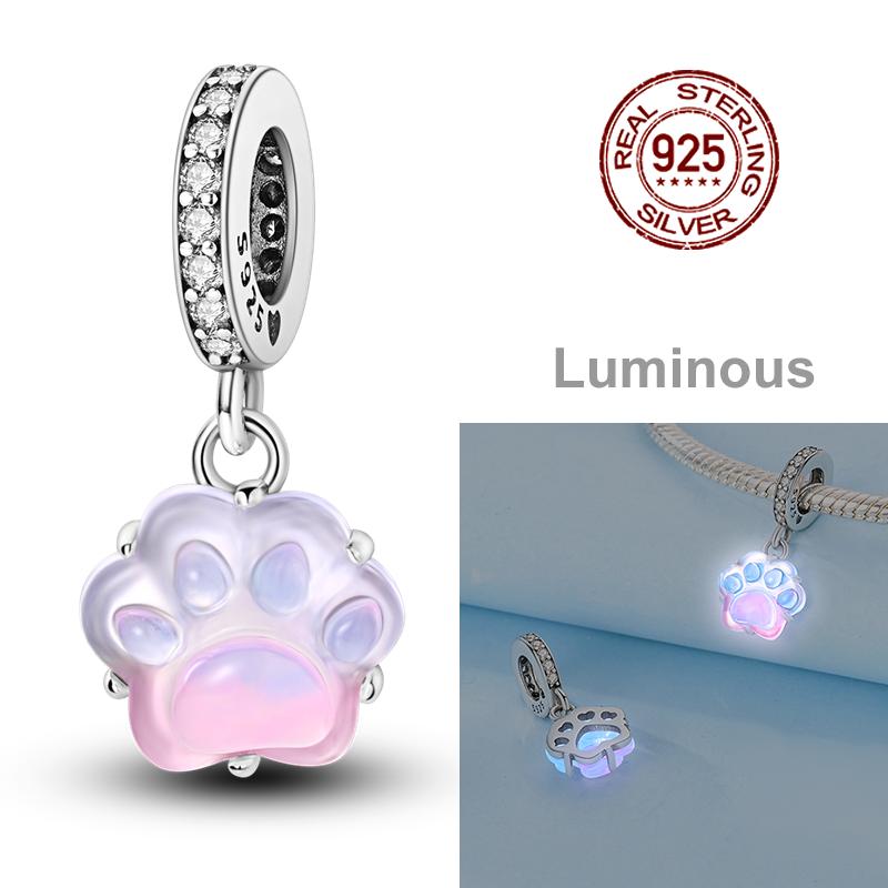 Real Copper Jesus Charms Bead Cz Zircon Butterfly Pink Paw Print Pendants Fit Original Bracelet Diy Jewelry Marking