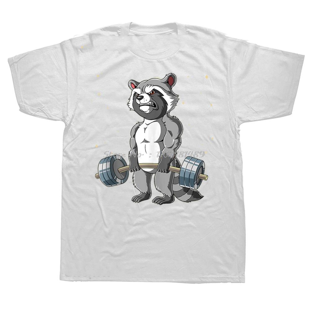 Funny Raccoon Gym Weight Training Deadlift ONeck Cotton T Shirt Fitness TShirt Graphic Oversized Unisex Tshirt Unisexs Clothes S