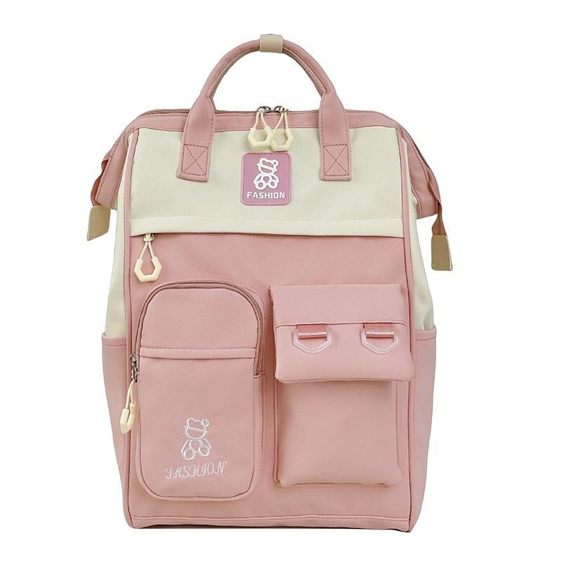 

Japanese Ins Large-capacity Campus Schoolbag Women s All-matching Portable Student Backpack Travel Computer Mommy Bag розовый
