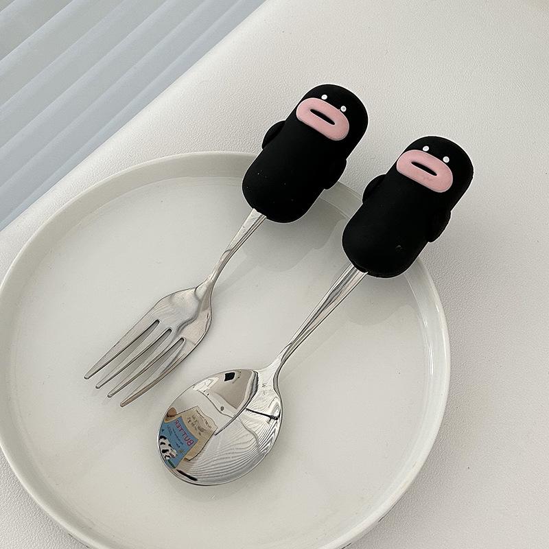 

Милый мультяшный детский набор ложек и вилок из нержавеющей стали 304 - прочная и устойчивая к падениям детская посуда