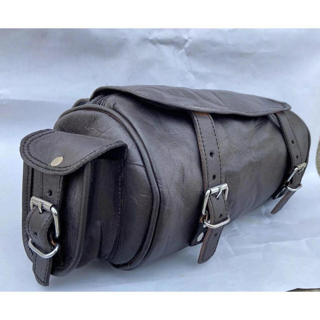 New MOTORCYCLE TOOL BAG MOTORBIKE GENUINE 100% LETAHER TOOL ROLL SADDLE BAG