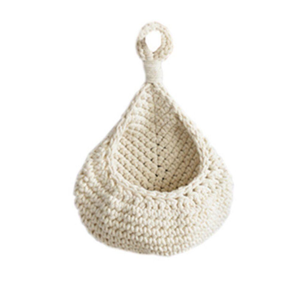 Cotton Rope Wall Hanging Fruit Baskets Breathable Boho Onion Container Vintage storage bag  Ginger