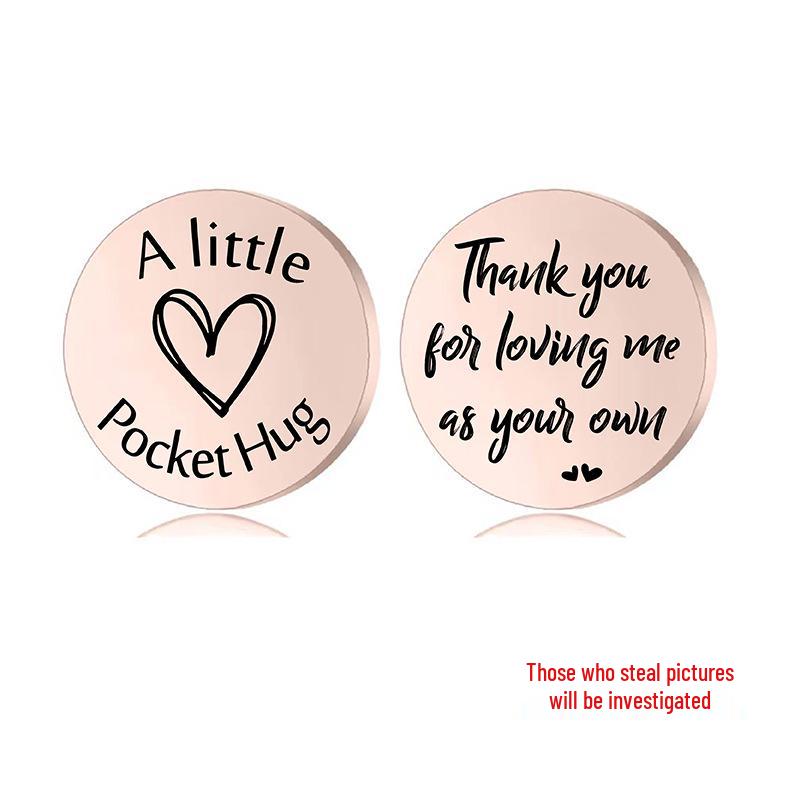 Lucky Charm Motivational Coin: Engravable Stainless Steel Couple & Family Gift Ornament.