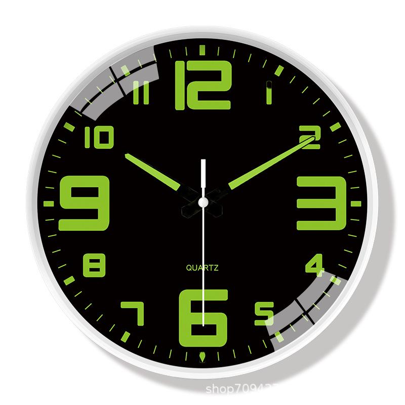 12-Inch Silent Luminous Wall Clock - Creative Fluorescent Bedroom Décor