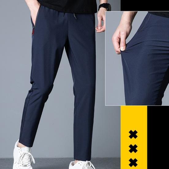 Pantaloni de costum pentru bărbați, largi, elastici, drepti, cu șnur, talie elastică, moale, respirabili, de culoare uni, pentru antrenament de gimnastică, pentru jogging, pantaloni de sport Ninth