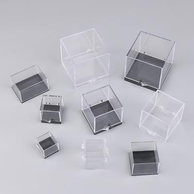 1 pezzo di scatola di immagazzinaggio coperchi di pietre preziose display moneta contenitore trasparente campione custodia minerale