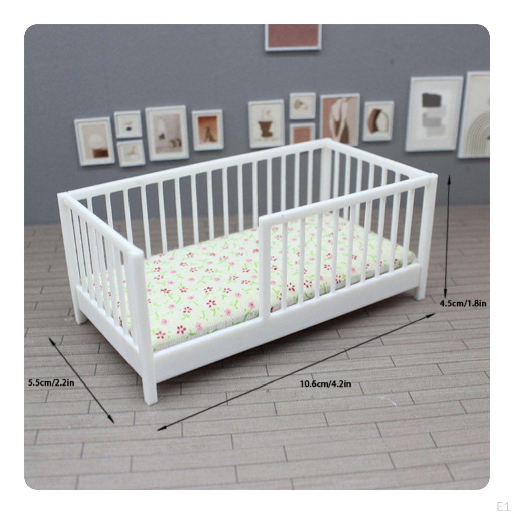 Miniature Baby Crib 1 12 Scale Doll Bed Realistic Details for Dollhouse