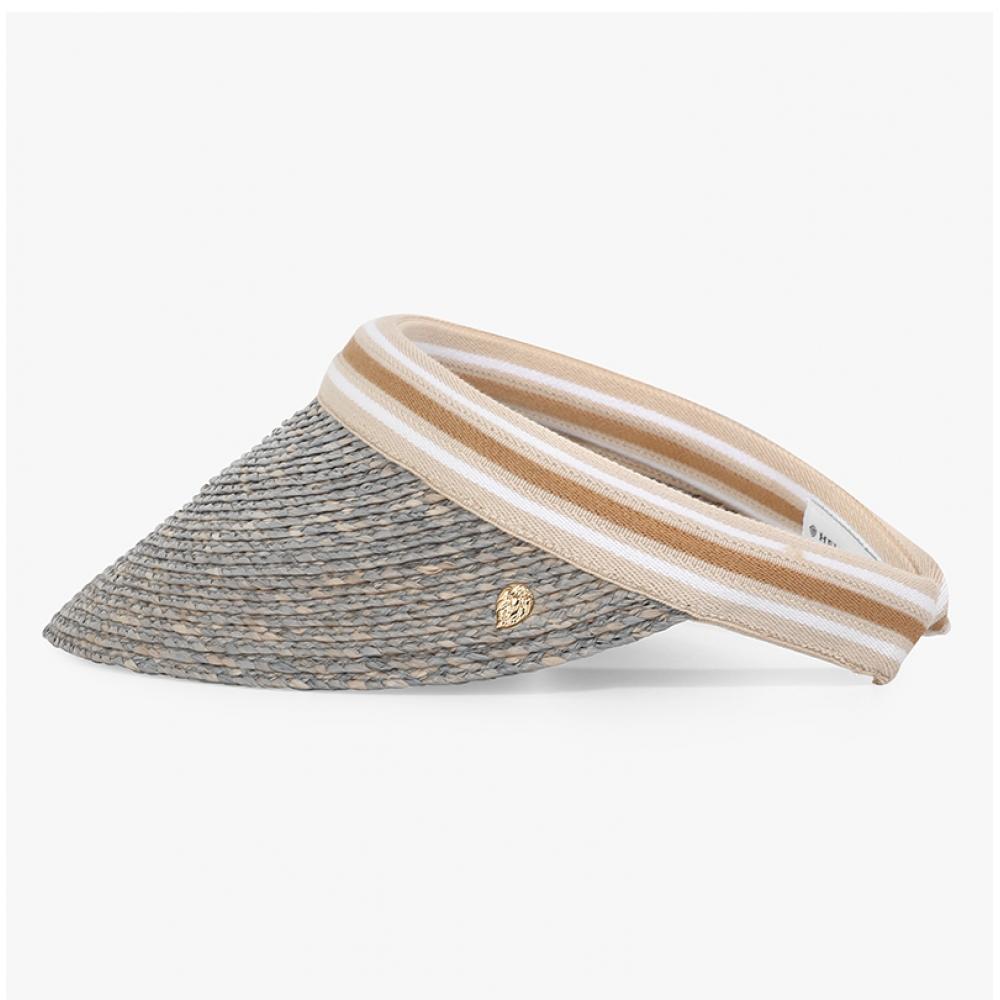 Helen Kaminski Bianca Eclipse Melange Nuga Stripe Visor Sun Cap Hat50265