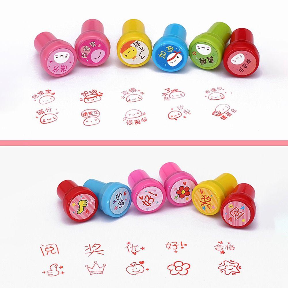 10/12/26Pcs Cartoon Children's Self-stamp Set  for Children Treasure Box Prize Birthday Party Gift