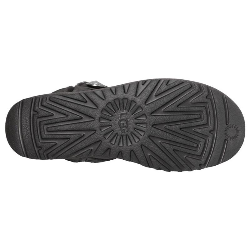 UGG Mini Bailey Button Bling Mid Tops Fleece Lined Gray Women's Sneakers 1016554-GREY