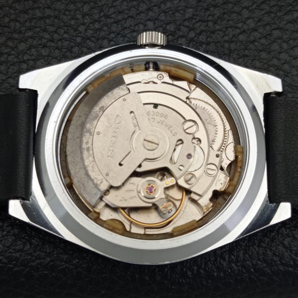 Seiko 5 AUTOMATIC VINTAGE REFURBISHED 6309A JAPAN MENS BLACK WATCH A440776-4 Sk-a440776