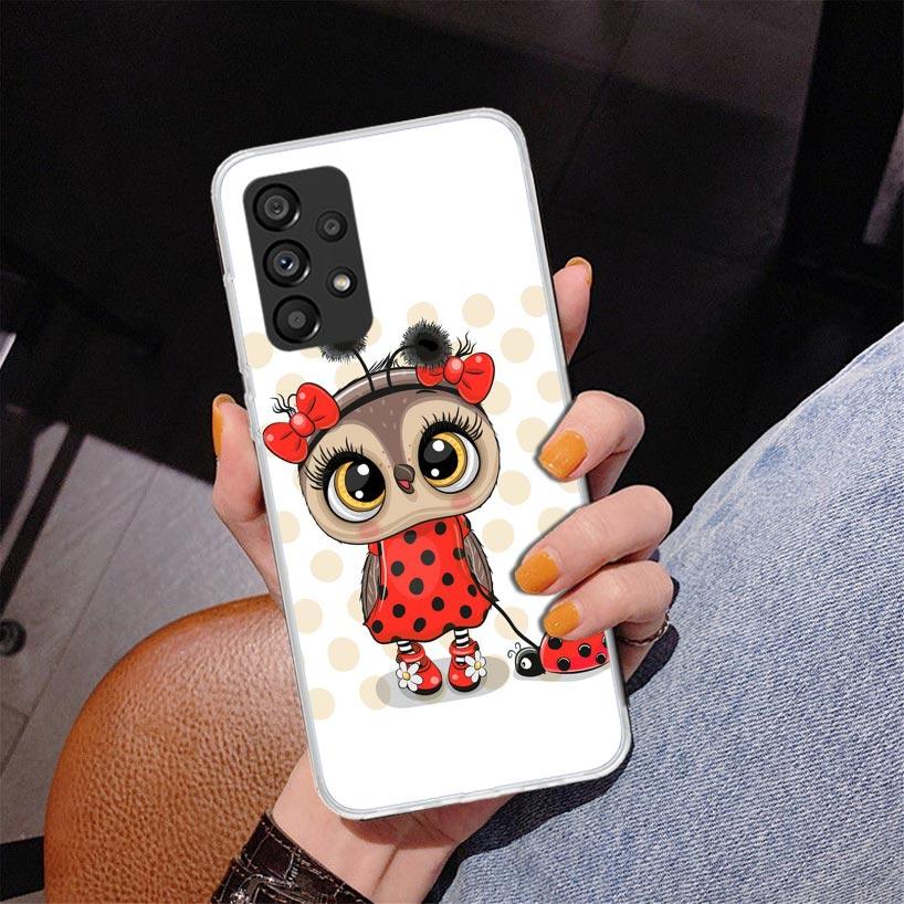 Cute Owl Hearts Lover Phone Case For Samsung Galaxy A17 A16 A15 A14 A13 A57 A56 A55 A54 A53 A37 A36 A35 A34 A33 A26 A25 A24 A23