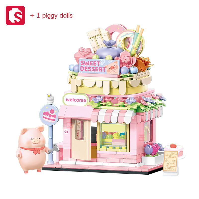 Non-Toxic Sembo City Streetscape Assemblage Building Blocks Dessert Burger Flower Shop Model Bricks Children Toys Kids Birthday Holiday Gifts